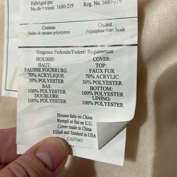 Cream faux lamb fir gold unicorn horn and ears like new bean bag large 40x40” - Picture 7 of 8